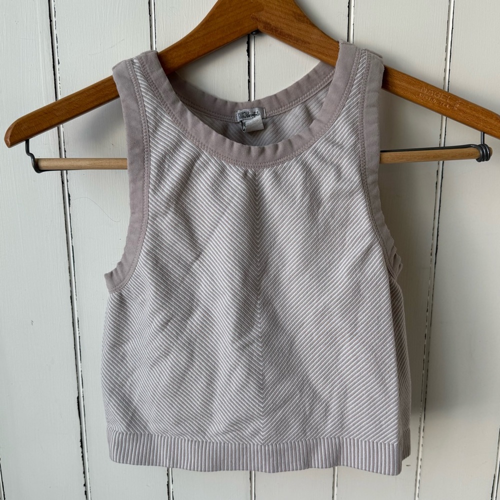 BKE Essentials Beige Striped Halter Top